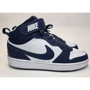 Youth Size 6Y Nike Court Borough Mid 2 (GS) White/Blue Basketball Sneakers